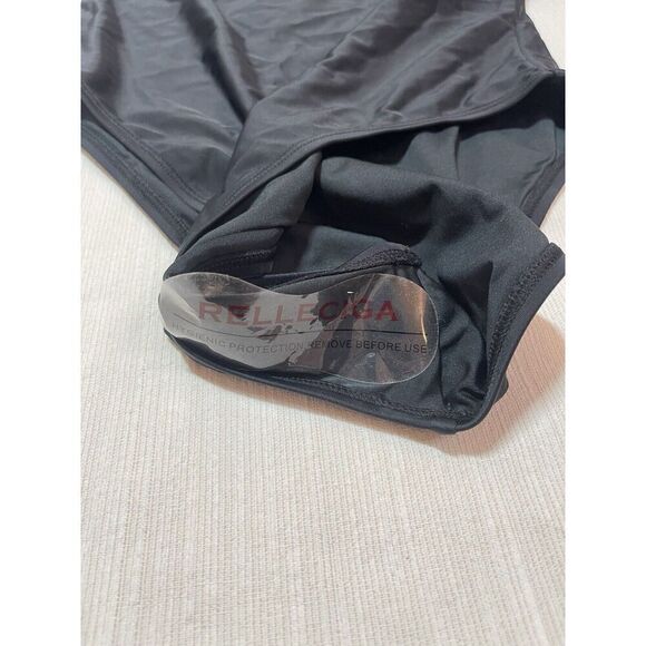 NWT Relleciga One Piece Adjustable Spaghetti Strap Swimsuit Black Womens Size M - Picture 7 of 7